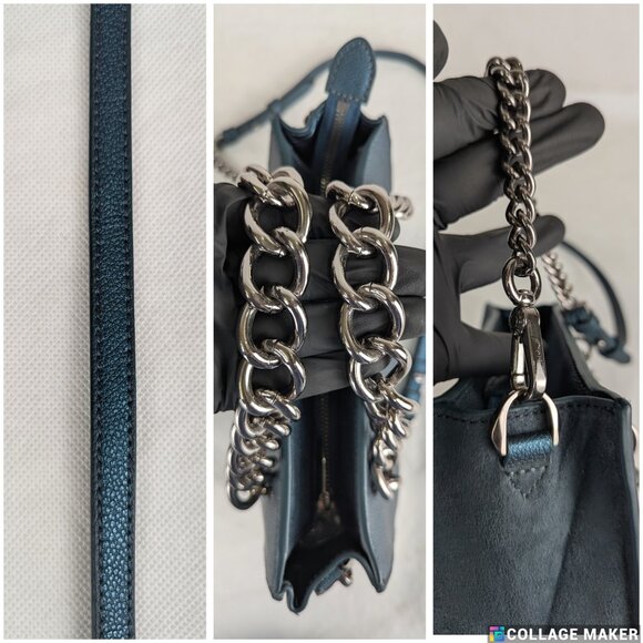 CHARLES & KEITH Teal Chain Handle Tote Bag Shoulder Bag - Picture 9 of 15